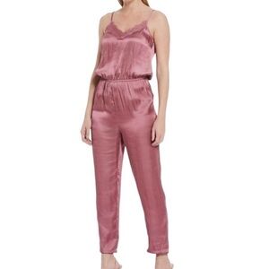 NWT Chelsea & Violet Satin‎ Lace Inset Jumpsuit S